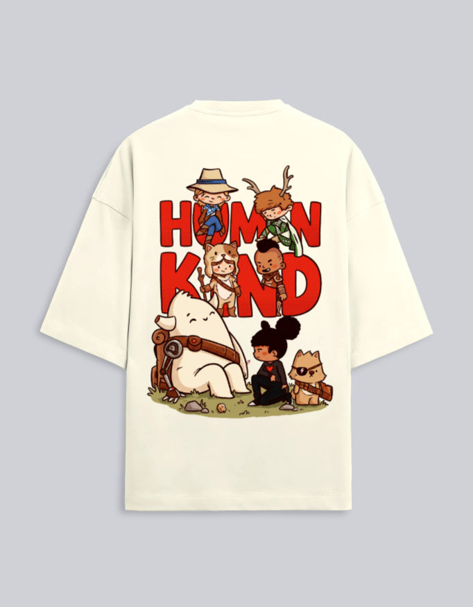 Sugardrip Humankind unisex oversized terry tee, back print graphic, Bright Terry collection