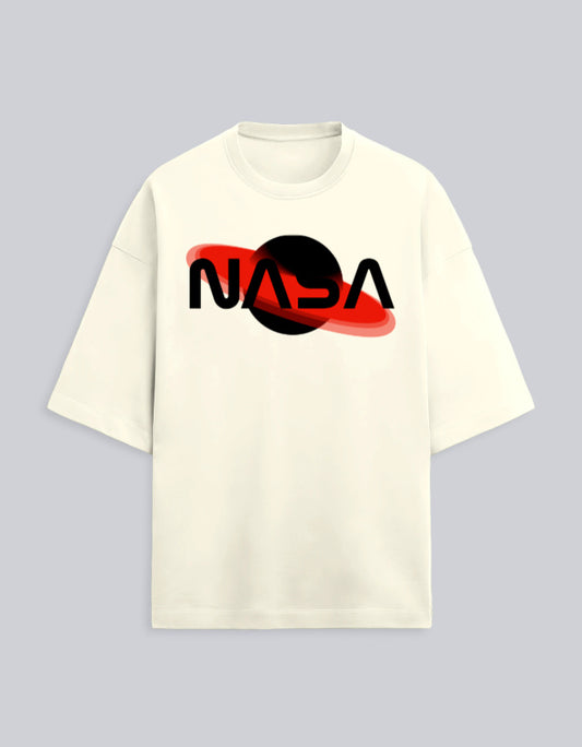 Sugardrip original space-mission graphic unisex oversized terry tee, Bright Terry collection
